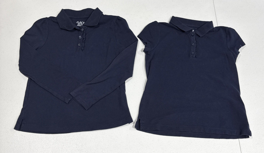 The Childrens Place School Uniform Short & Long Sleeves Polo Shirts Blue M 7-8